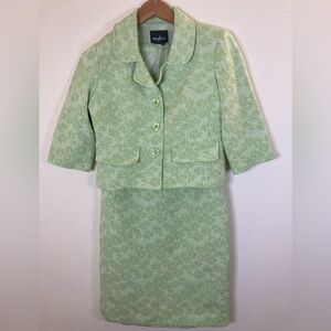 Positive Attitude Mint Green Floral 2-Piece Dress Suit Set Petite 4